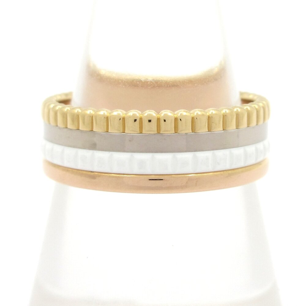 Boucheron Cattle White Ring, Small Ring 18K Tri-color White Ceramic